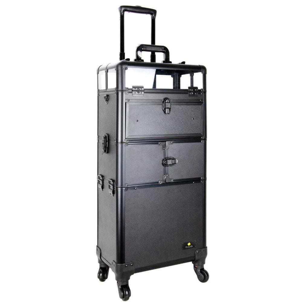 Maleta Maquiagem Profissional Alumínio ABS 3 em 1 Pelegrin PEL-M1021 Preta