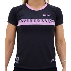 Camisa HUPI Running Track Feminina Preto e Rosa