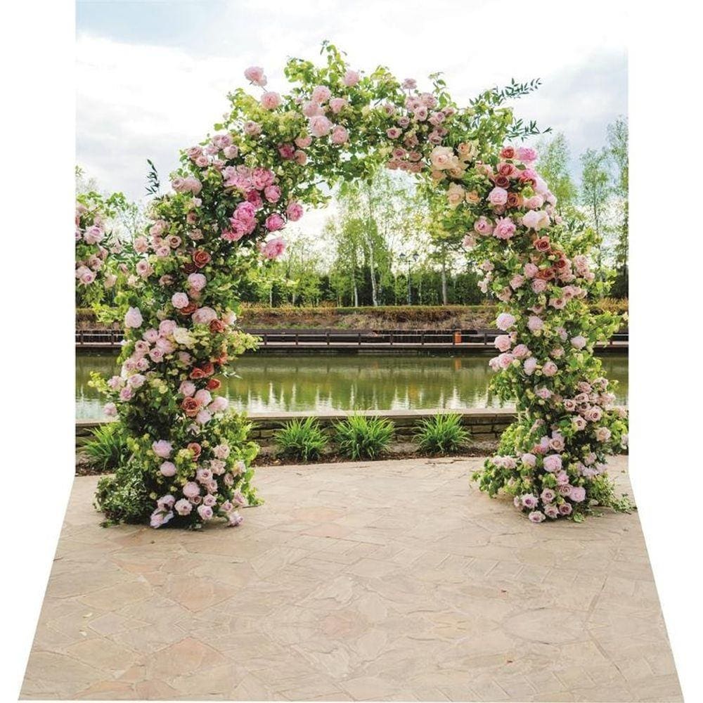 Fundo Fotográfico Em Tecido Newborn Arco Floral 1,50X2,50