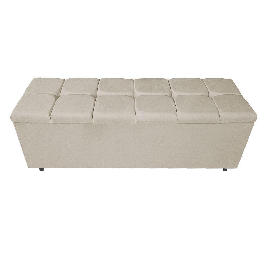Calçadeira Estofada Manchester 160 Cm Queen Size Suede Bege