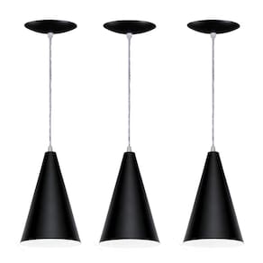 Kit 03 Luminárias Pendente Cone em Alumínio - Preto Fosco