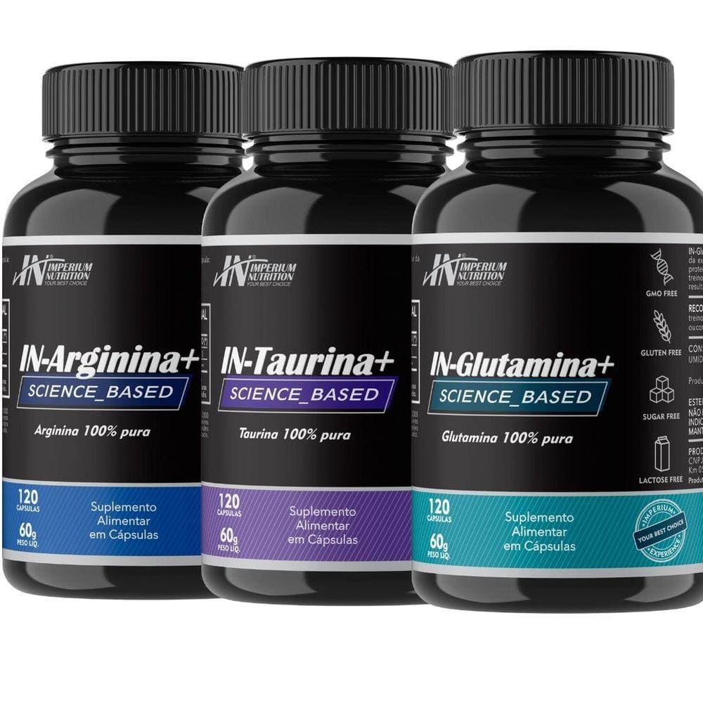 Combo TRAINING (Arginina, Taurina, Glutamina) 360 Capsulas - Imperium Nutrition