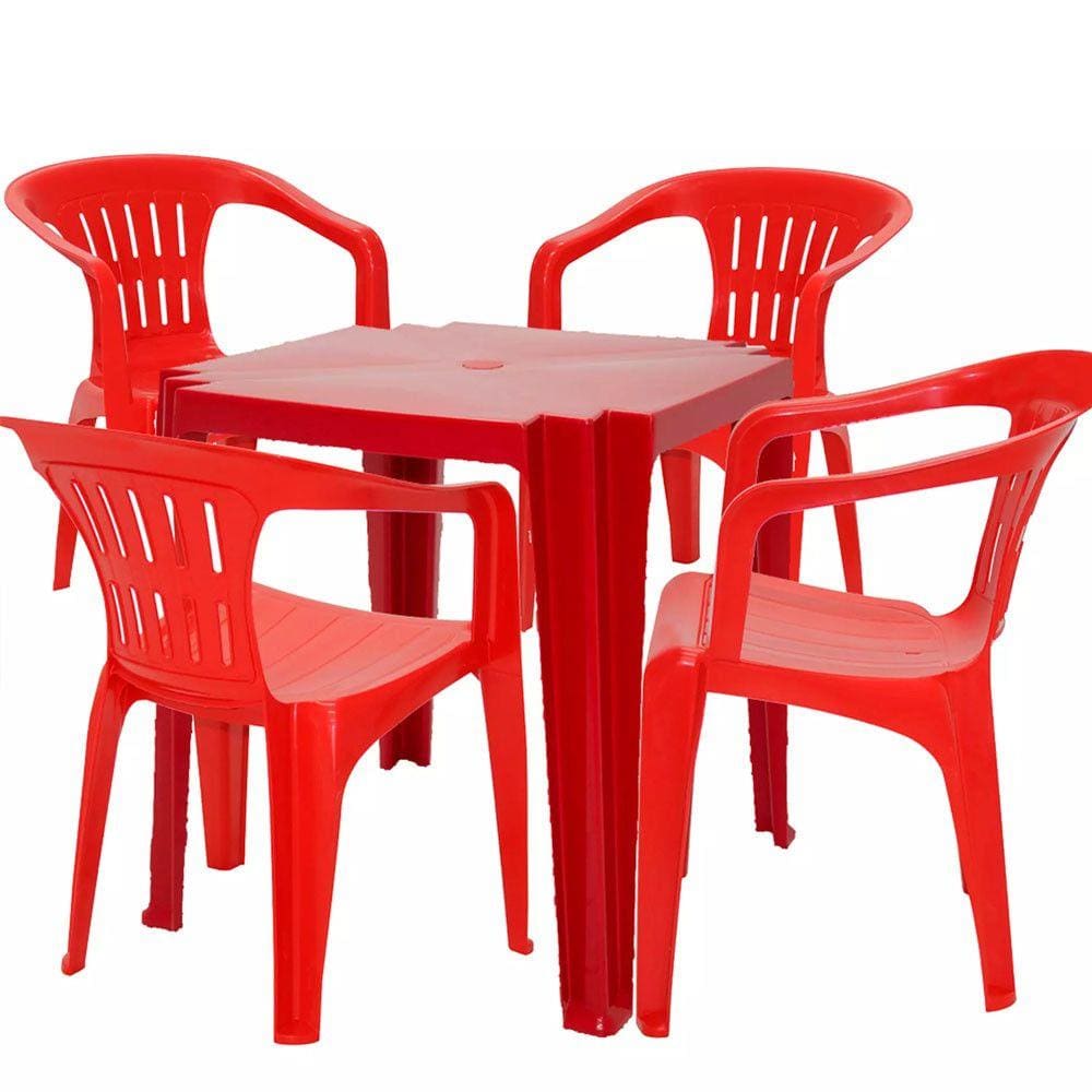 Conjunto de Mesa 4 Cadeiras Plastico Inovar Cestaplus Branca