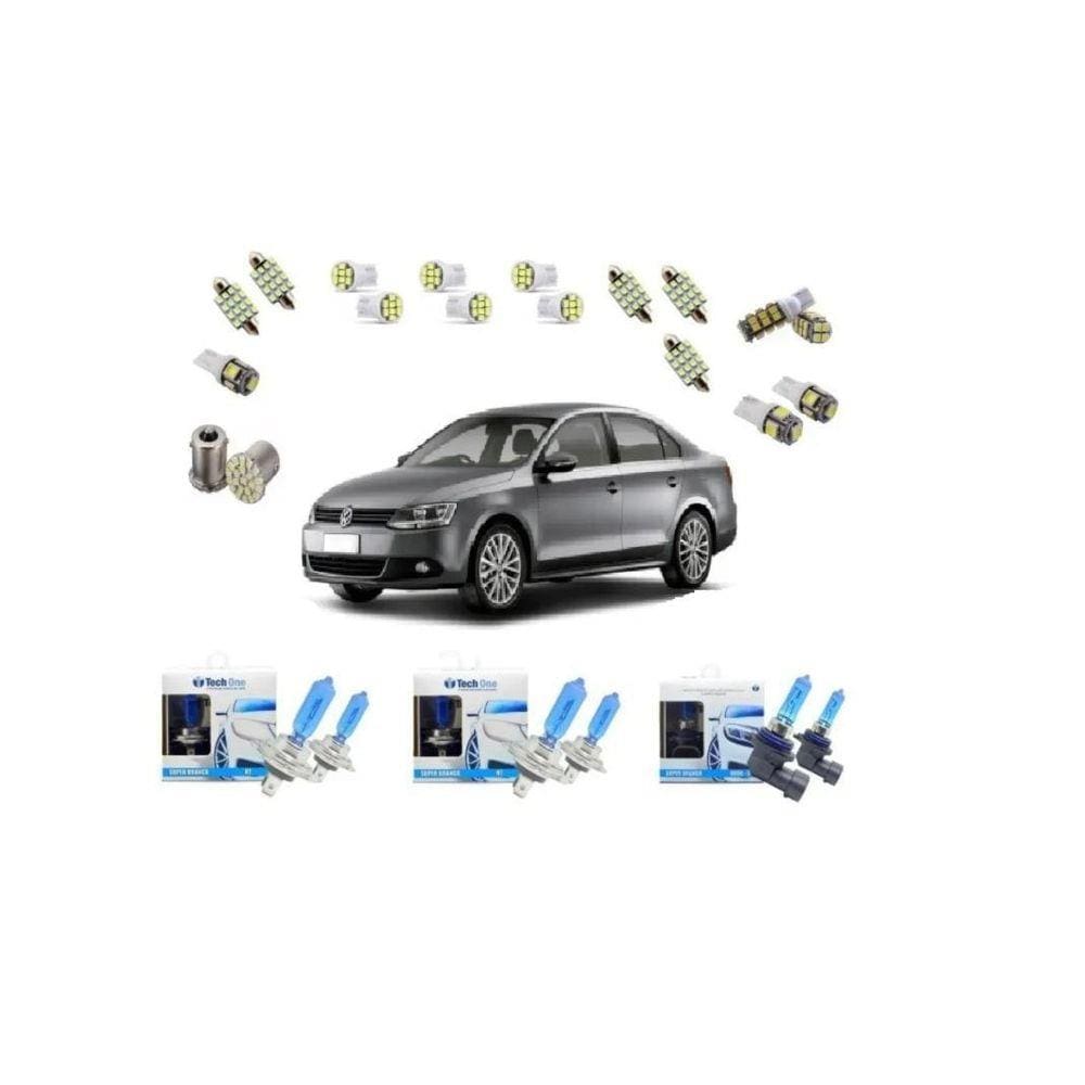 Farol Jetta 2011/17 Kit Lâmpadas Techone + Kit Leds