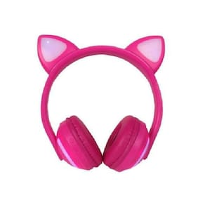 Fone De Ouvido Headphone Bluetooth Com Orelha De Gato Rosa