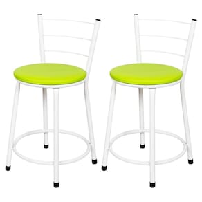 Banquetas Baixa Para Cozinha Branca 2Un Assento Verde