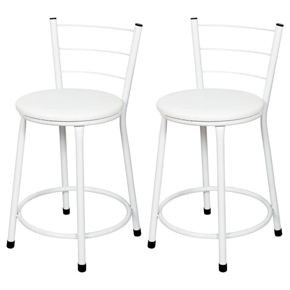 Banquetas Baixa Para Cozinha Branca 2Un Assento Branco