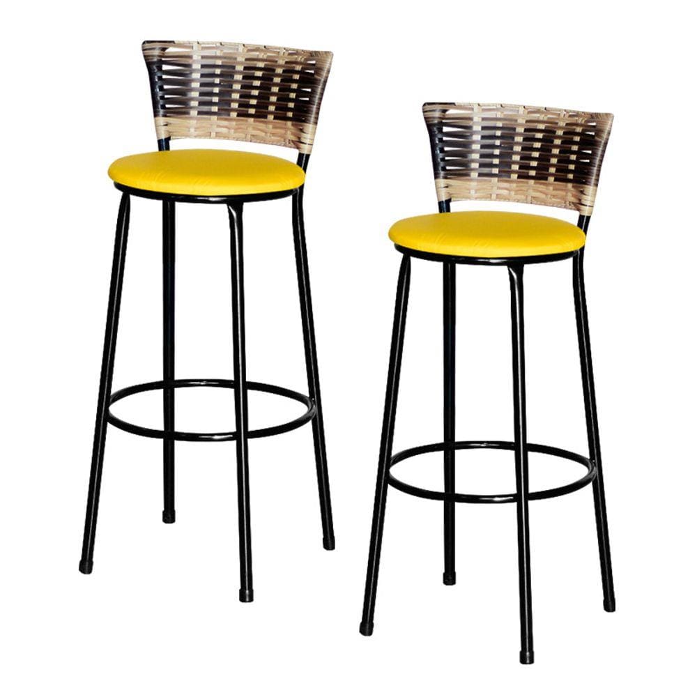 2 Banquetas Alta Para Cozinha Ratan Hawai Cappuccino Premium