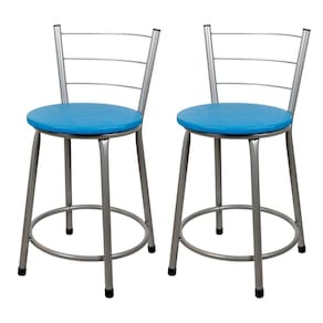 Banquetas Baixa Para Cozinha Cinza 2Un Assento Azul