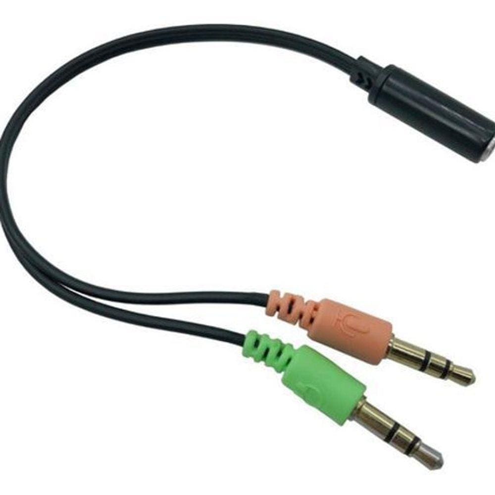 Cabo Adaptador P3 Femea 2 P2 Macho Headset Fone Microfone