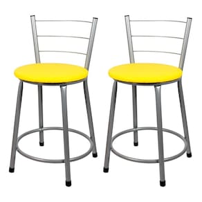 Banquetas Baixa Para Cozinha Cinza 2Un Assento Amarelo