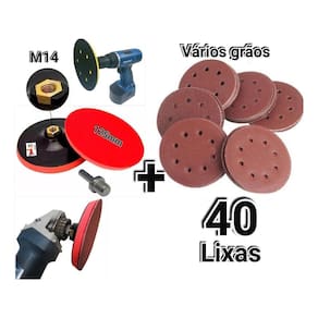 Kit 40 disco de lixa para esmerilhadeira e furadeira com suporte 125mm FELSEN