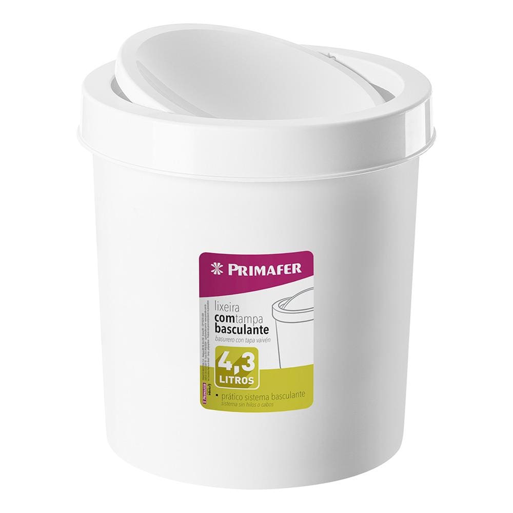 Lixeira Basculante 4,3L Plastico Reforçado Branco Pr1017-2 Primafer