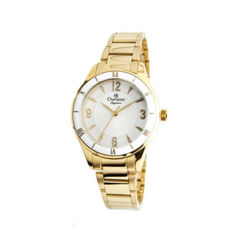 Relógio Feminino Champion CN24306H Dourado E Branco