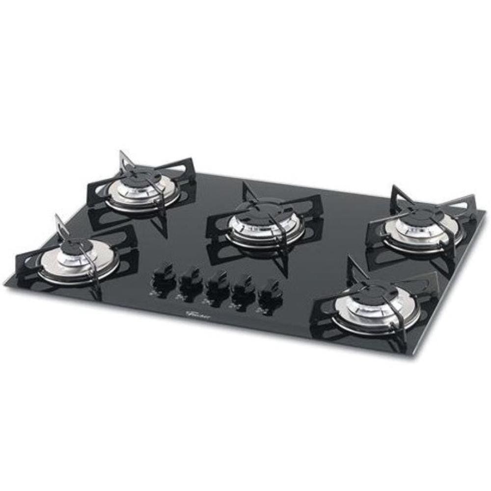 Fogão Cooktop 5Q Gás Mesa Fischer Vidro