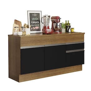 Balcão de Pia Madesa Glamy 150 cm 2 Portas e 2 Gavetas (Com Tampo) - Rustic/Preto