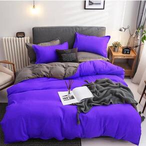 Jogo De Cama King Size Casal 7 Peças Edredom Roxo Com Cinza