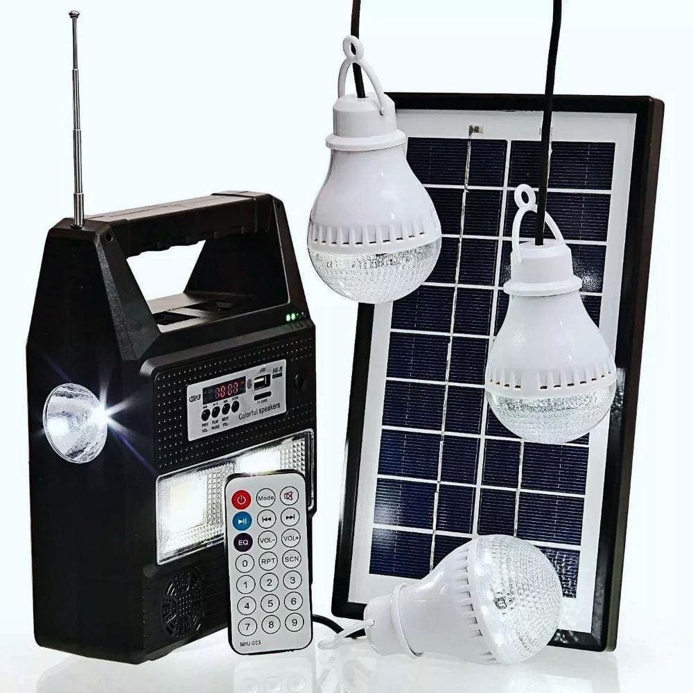 Kit Gerador Energia Solar Rádio Bluetooth Placa Solar 3Lamp