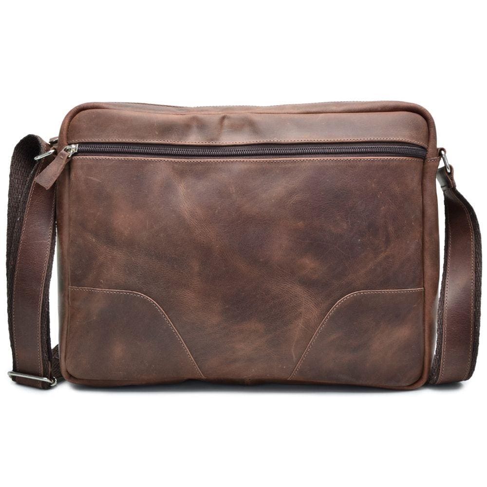 Bolsa Pasta Carteiro Em Couro Legitimo Masculino Transversal Café