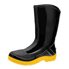 Bota PVC Vulcaflex Preta Solado Amarelo Cano Médio 27cm com Forro 43