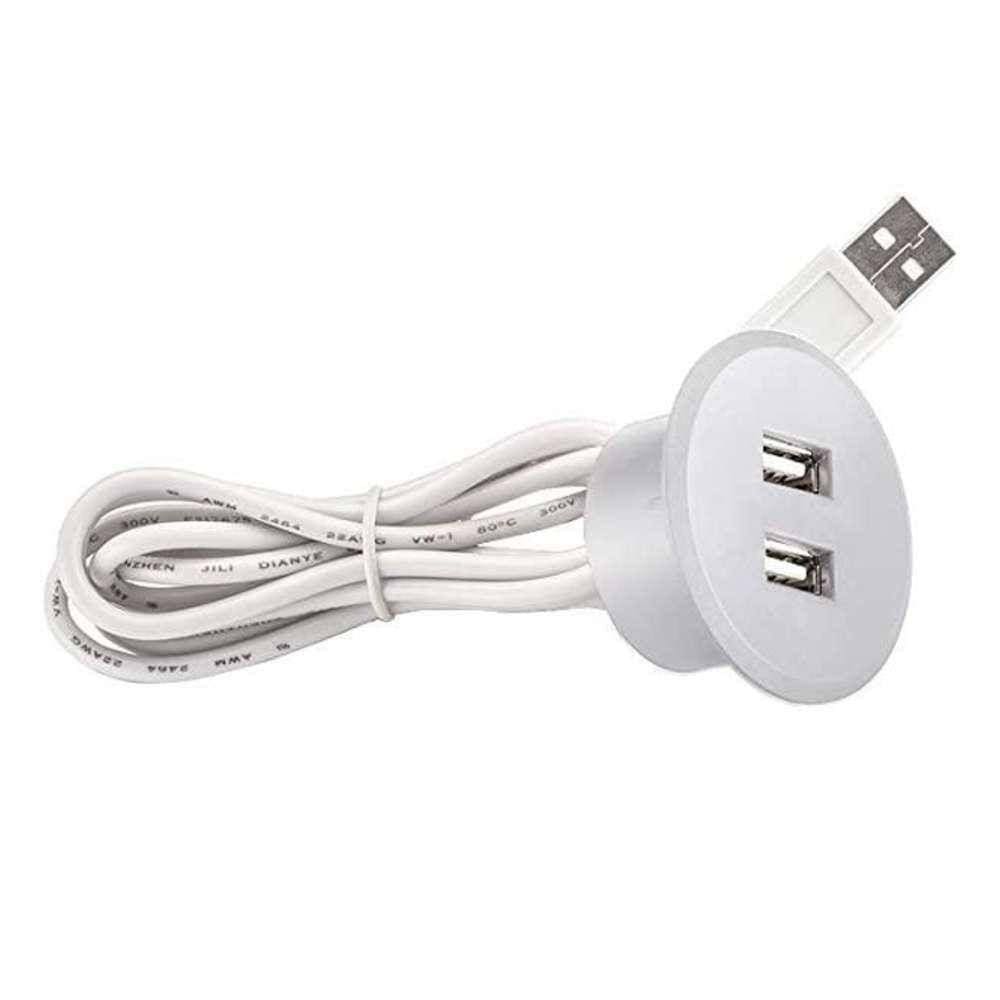 Tomada Usb De Embutir Pop Redondo Cinza