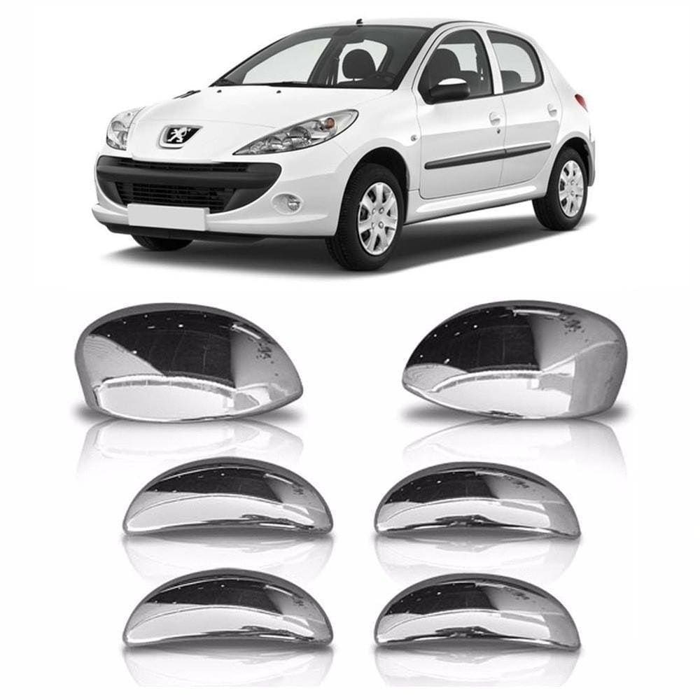 Kit Aplique Cromado Maçaneta Retrovisor Peugeot 206 207