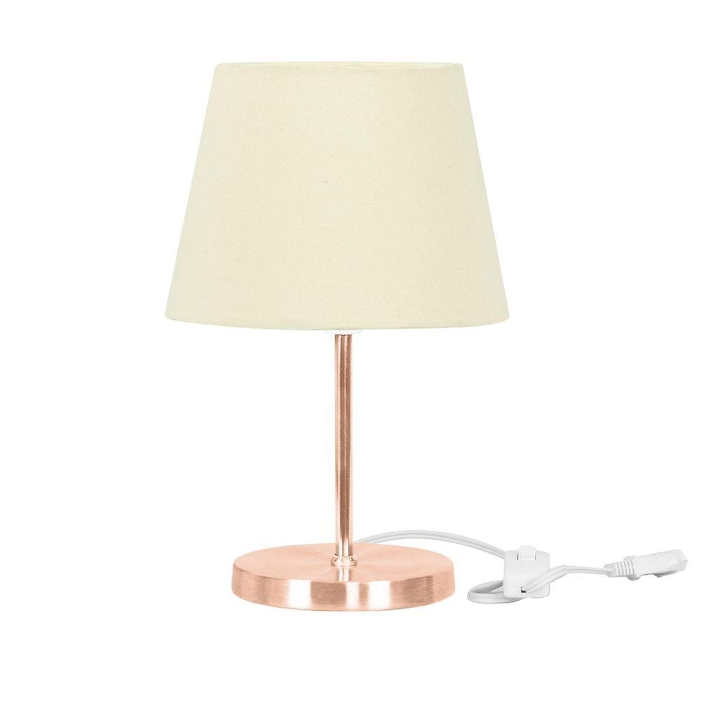 Abajur Eros Dome Bege Base Redonda Cobre