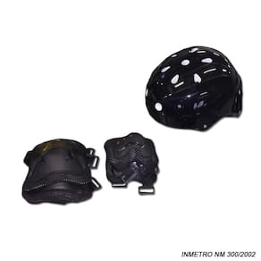 Kit Capacete - Joelheira - Cotoveleira - Infantil Preto