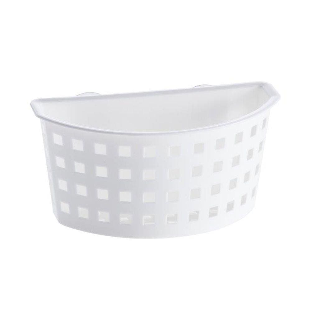 Kit 2 Cesta Organizadora Com Ventosa para Lavanderia Cozinha Paramount Cor:Branca