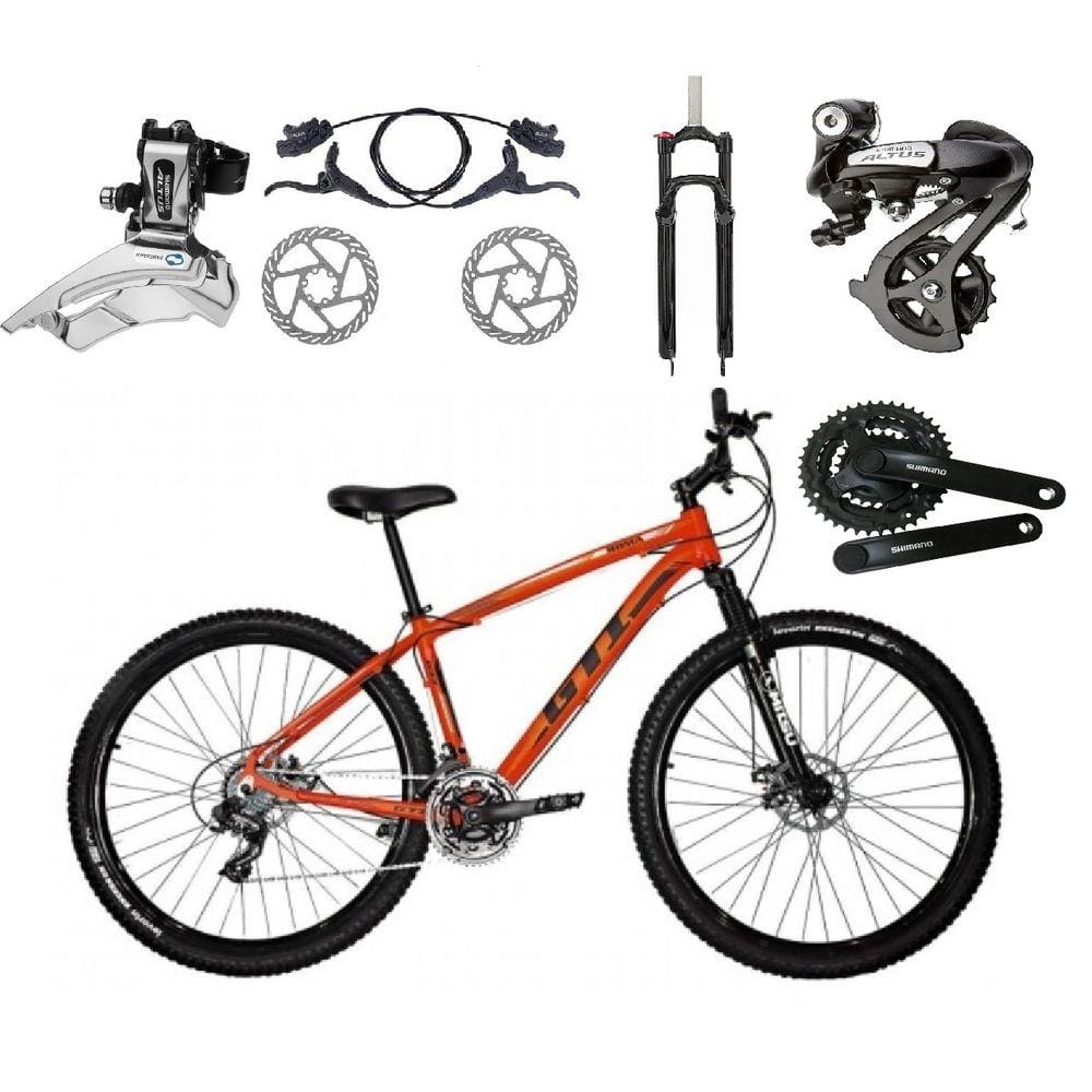 Bicicleta Aro 29 GTI Roma Câmbios Shimano Altus 24v K7 Alumínio Freios Hidráulicos Garfo Com Trava - Laranja