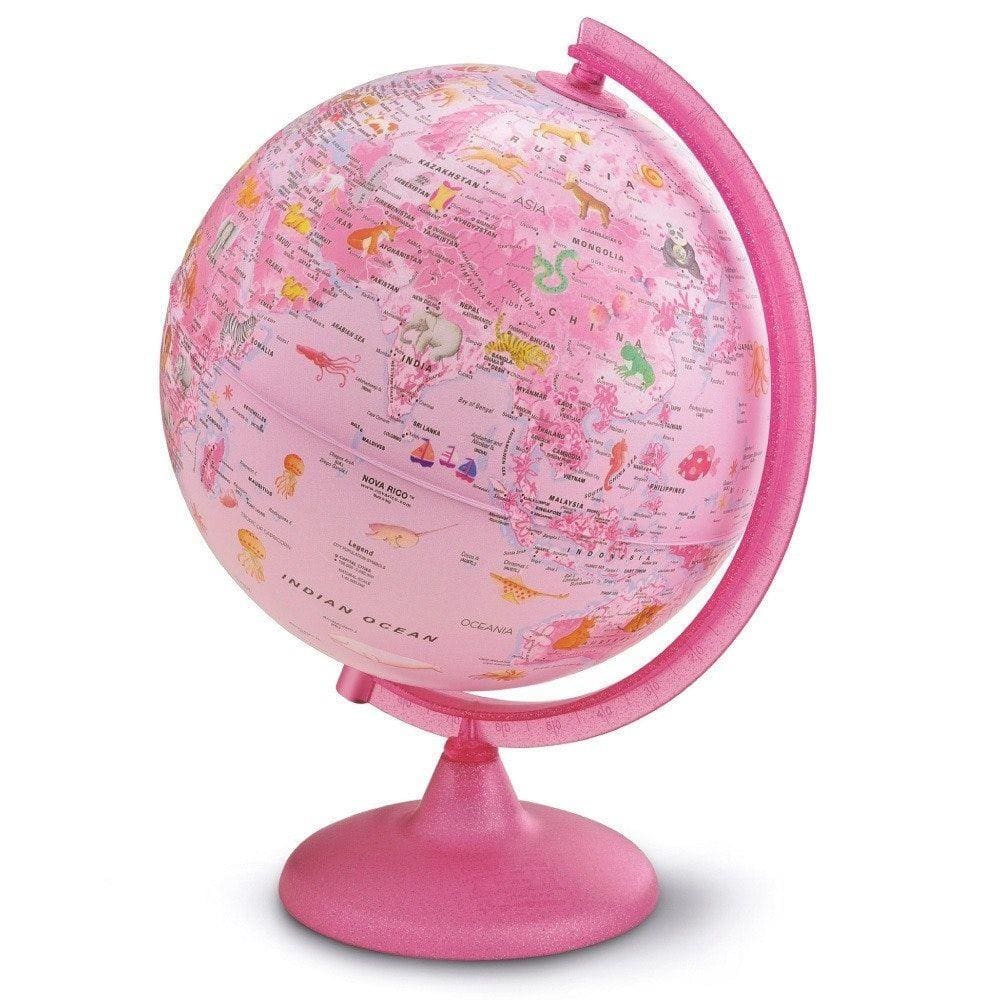 Globo Terrestre Iluminado Tecnodidatica Pink Zoo 25Cm Bivolt