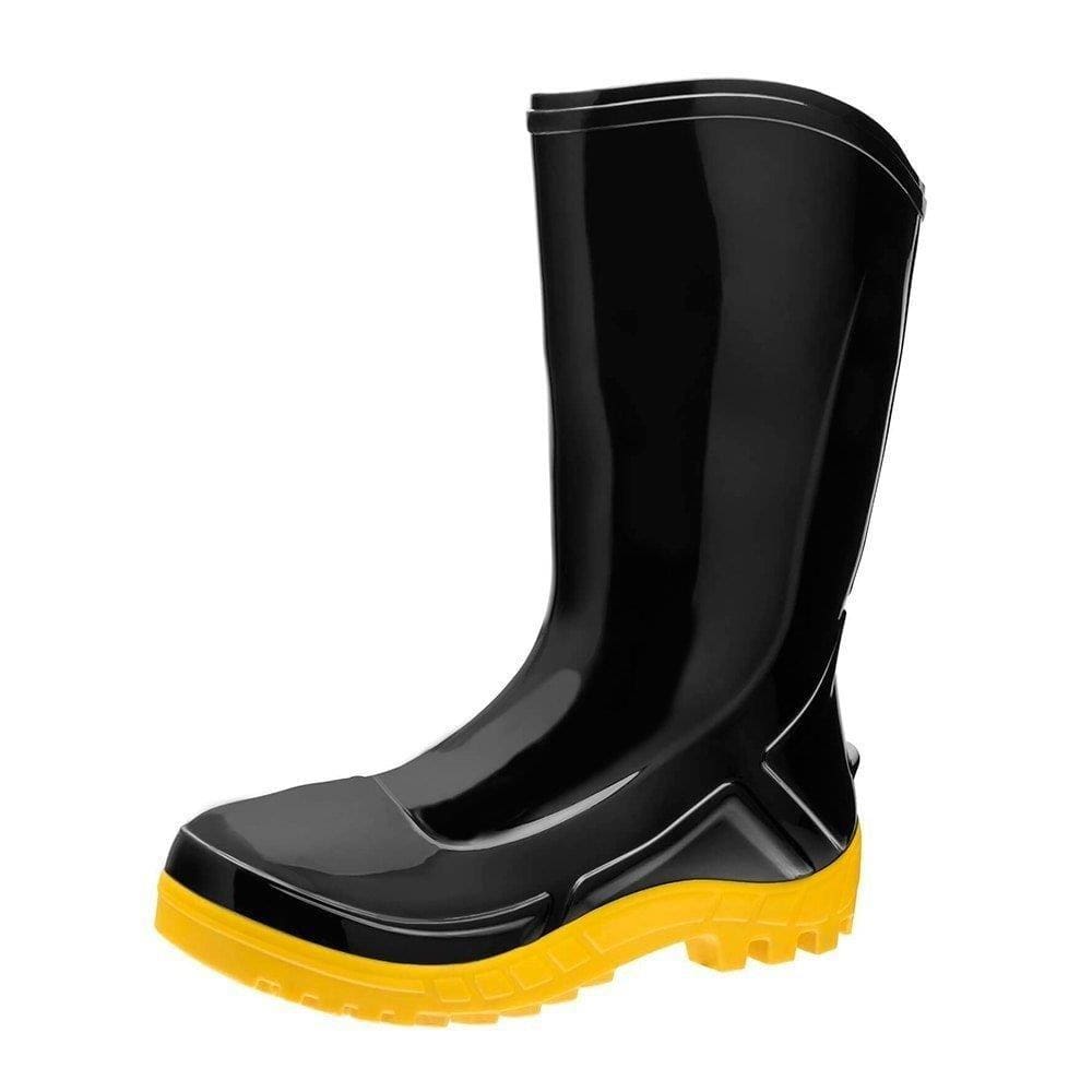 Bota PVC Vulcaflex Preta Solado Amarelo Cano Médio 27cm sem Meia 37