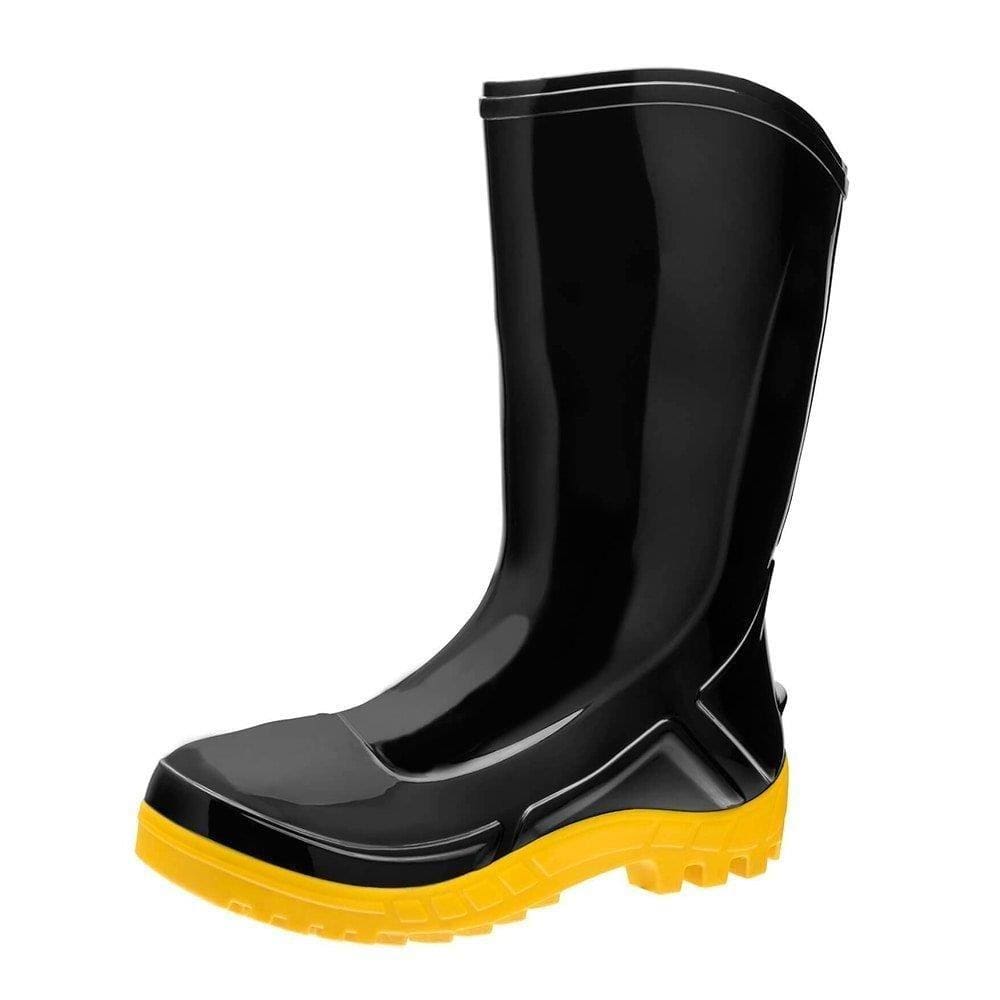 Bota PVC Vulcaflex Preta Solado Amarelo Cano Médio 27cm sem Meia 44