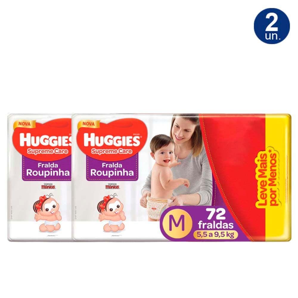 Kit 2X 72 Fraldas Fralda Roupinha Huggies Supreme Care Tamanho M Pacote Hiper Descartáveis