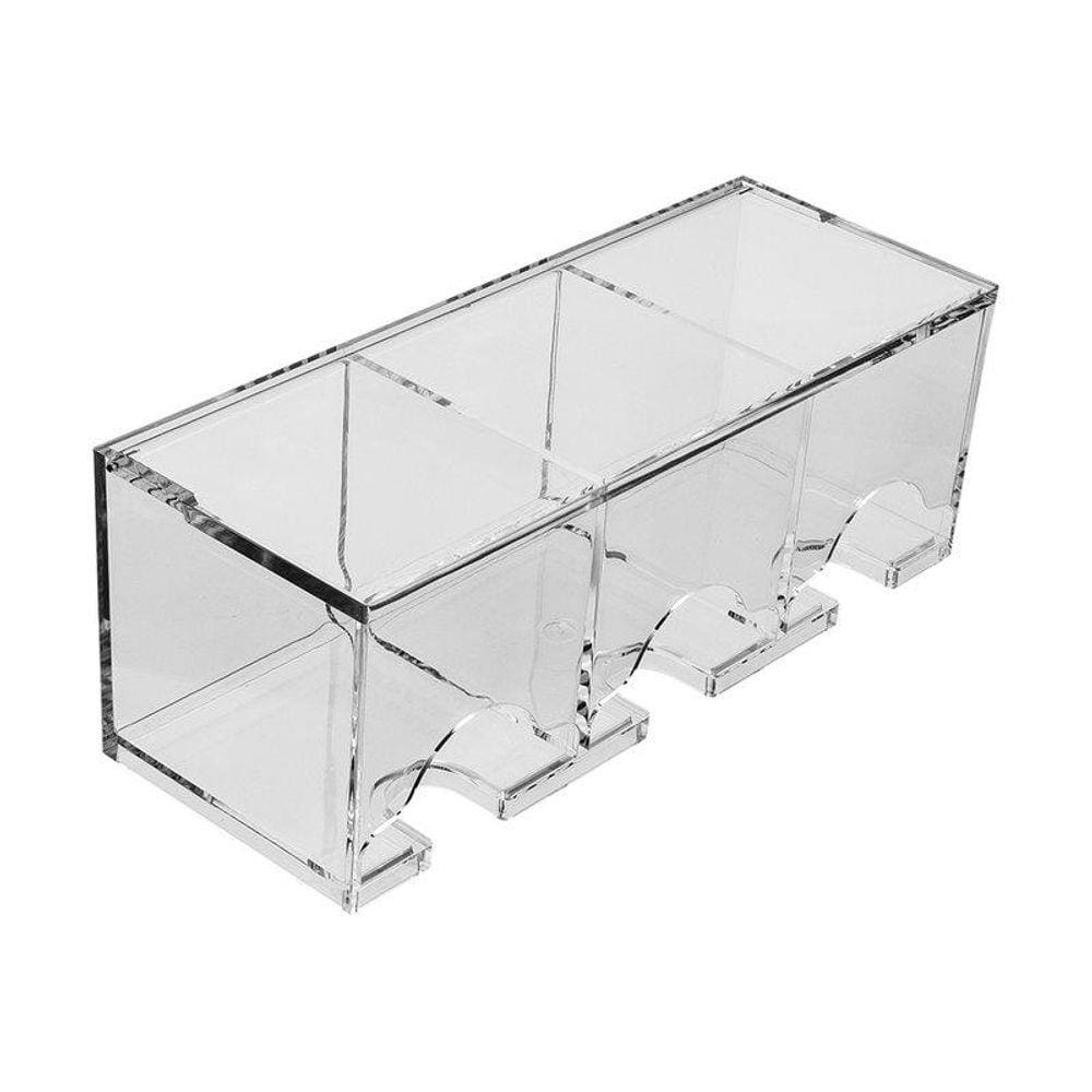 Caixa de Chá de Acrílico Holy 3 Divisórias 23,5 cm - Home Style
