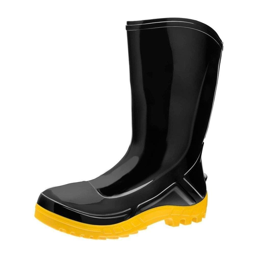 Bota PVC Vulcaflex Preta Solado Amarelo Cano Médio 27cm sem Meia 43