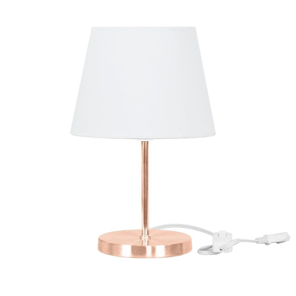 Abajur Eros Dome Branco Base Redonda Cobre