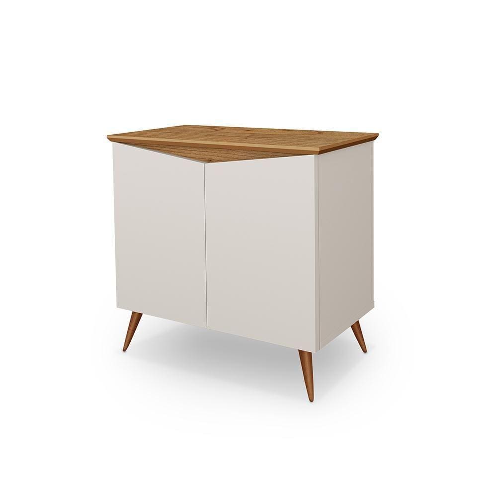 Aparador Buffet Encanto 2 Portas Retro Com Pés De Madeira Off White / Nature