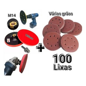 Suporte P/ Furadeira E Esmerilhadeira + 100 Disco Lixa para madeira metal massa e similares 125mm  8 Furos lixa roto orbital