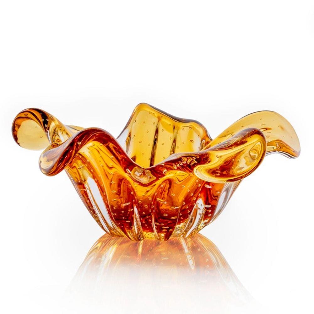 Centro De Mesa Em Cristal Murano Âmbar São Marcos