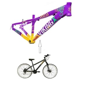Bicicleta Aro 26 Vikingx Tuff Roxo com Amarelo 21v Branco