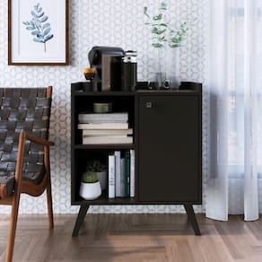 Balcão Aparador Buffet 1 Portas Nicho Sala De Jantar Preto
