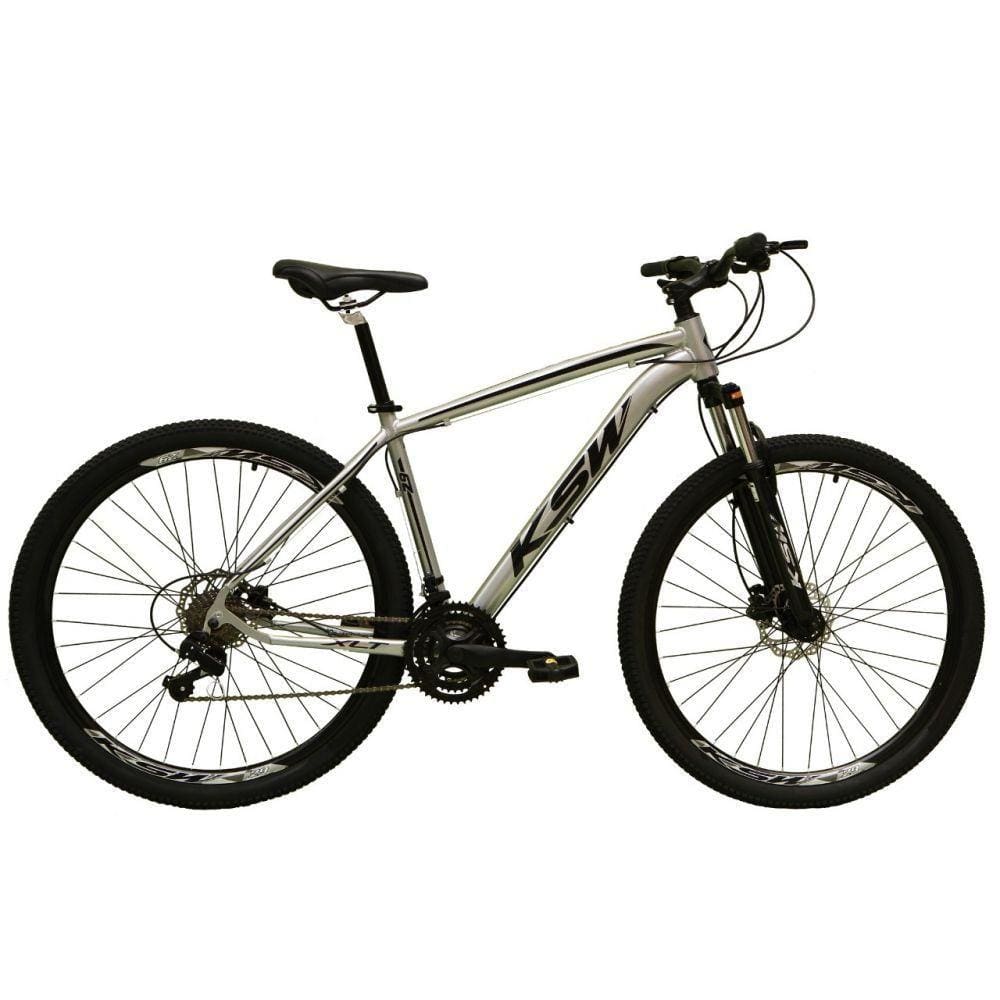 Bicicleta Aro 29 27v Freio Hidráulico K7 Prata Preto Tam. 21