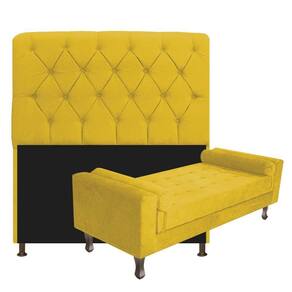 Cabeceira Lady e Recamier Félix 140 Cm Casal Suede Amarelo
