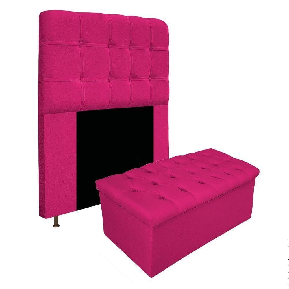 Kit Cabeceira E Calçadeira 100 Cm Solteiro Pink