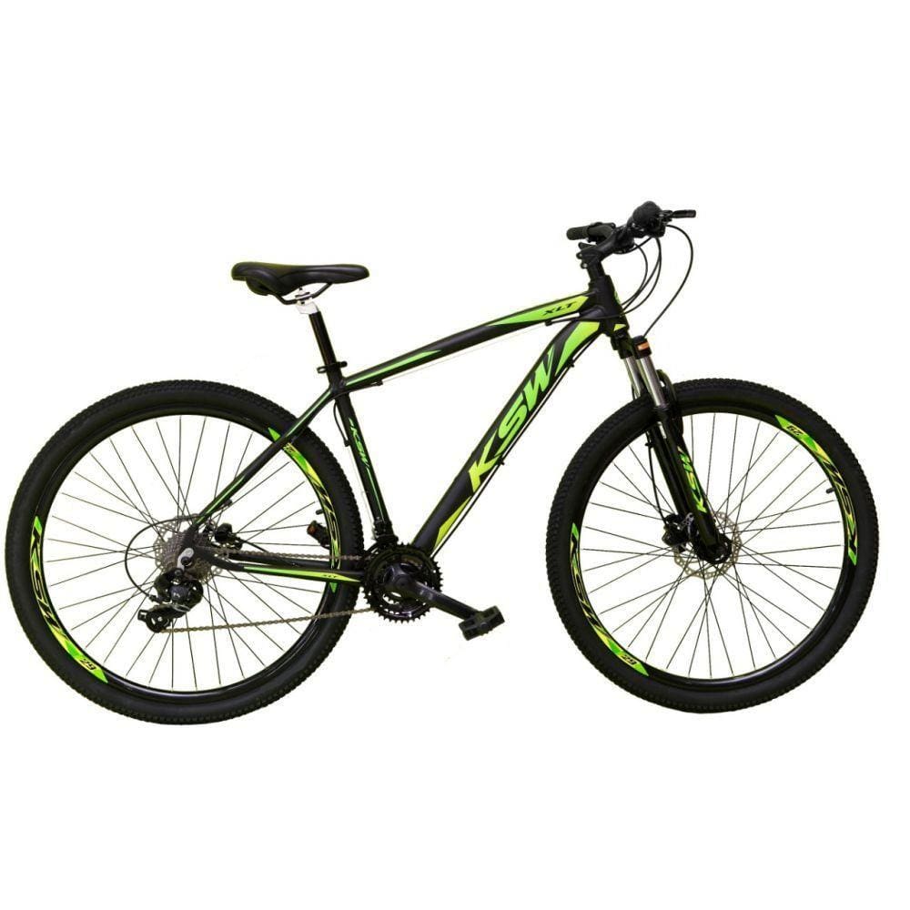 Bicicleta Aro 29 27v Freio Hidráulico K7 Preto Verde Tam. 17