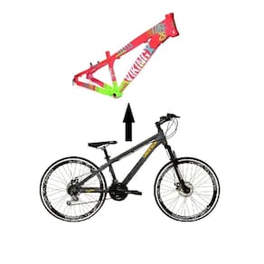 Bicicleta Aro 26 Vikingx Tuff Rosa com Verde 21v Freeride