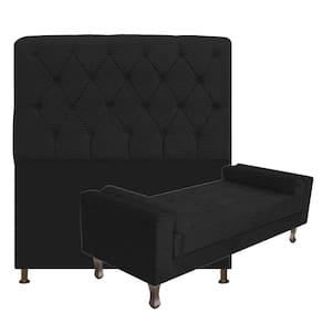 Cabeceira Lady e Recamier Félix 140 Cm Casal Corano Preto