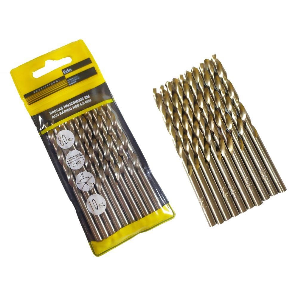 Jogo Broca Aço Rápido P/ Ferro Metal Alumínio 10 Peças 4.5mm
