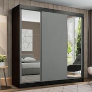 Guarda-Roupa Casal Madesa Reno 3 Portas de Correr com Espelhos - Preto/Cinza